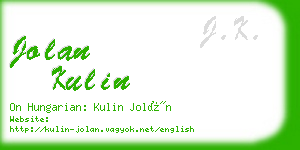 jolan kulin business card